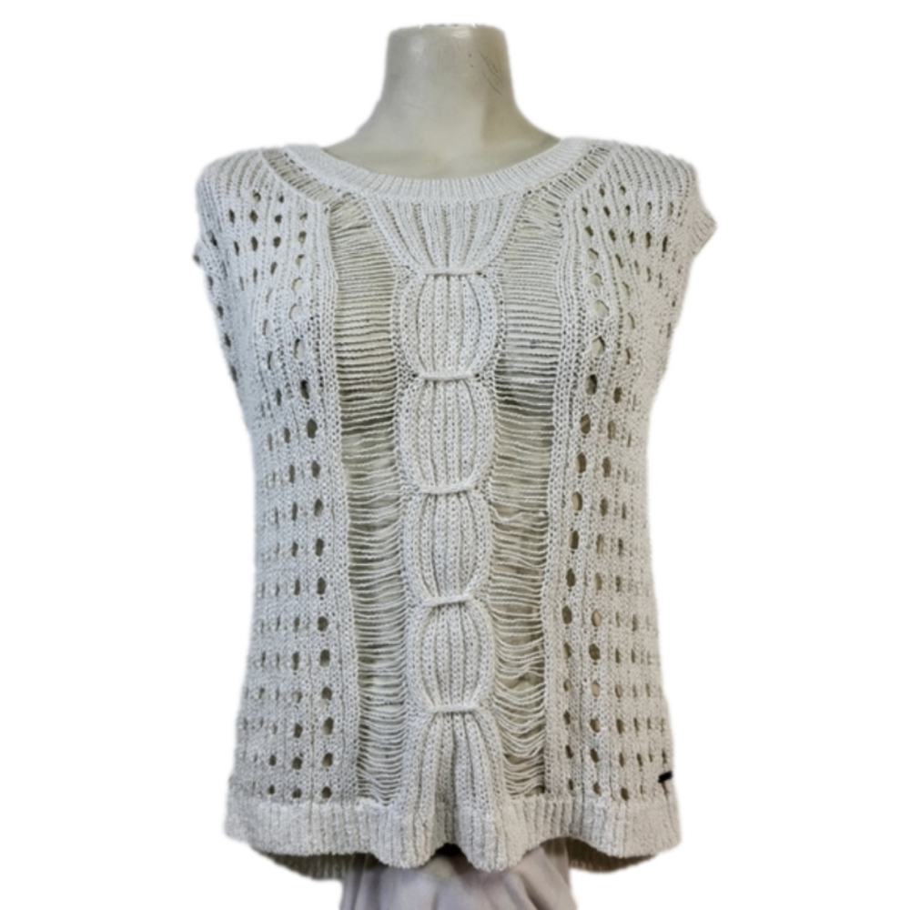 Temperance White Knitted Blouse